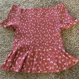 Floral Smocked Pink Crop Top